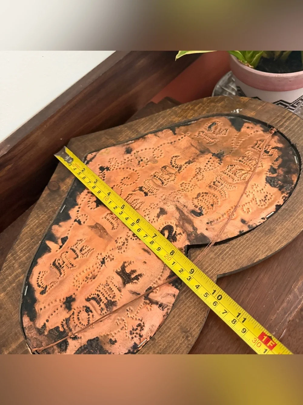 Vintage Copper Heart Wall Art “Home Is Where the Heart Is” Rustic Wood Decor